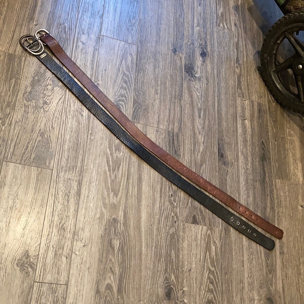 Brown and black leather belts